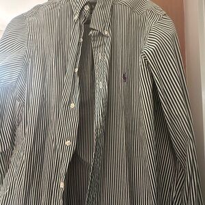 Ralph Lauren Green and White Striped Shirt